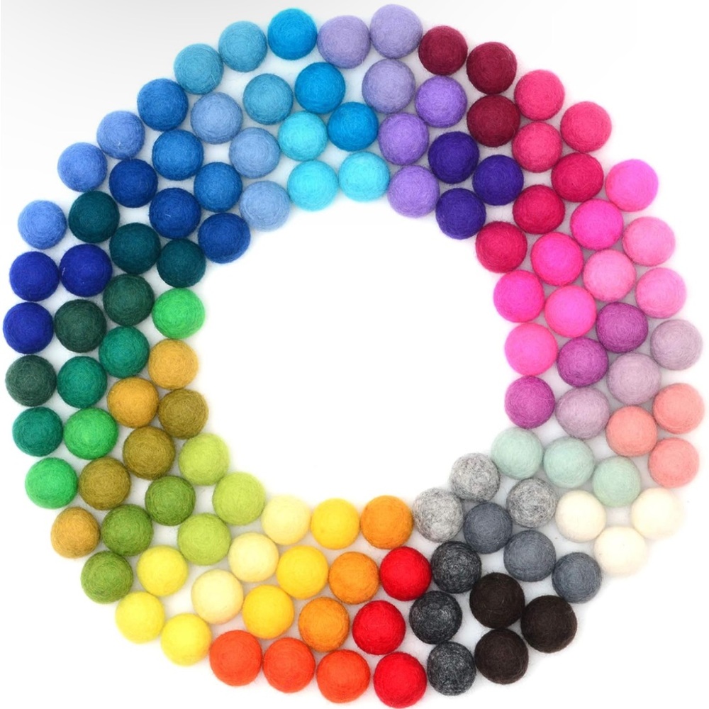 Felt Pom Poms, Wool Balls (120 Pieces) 2.5cm – 1 Inch, Handmade Felted 40 Color